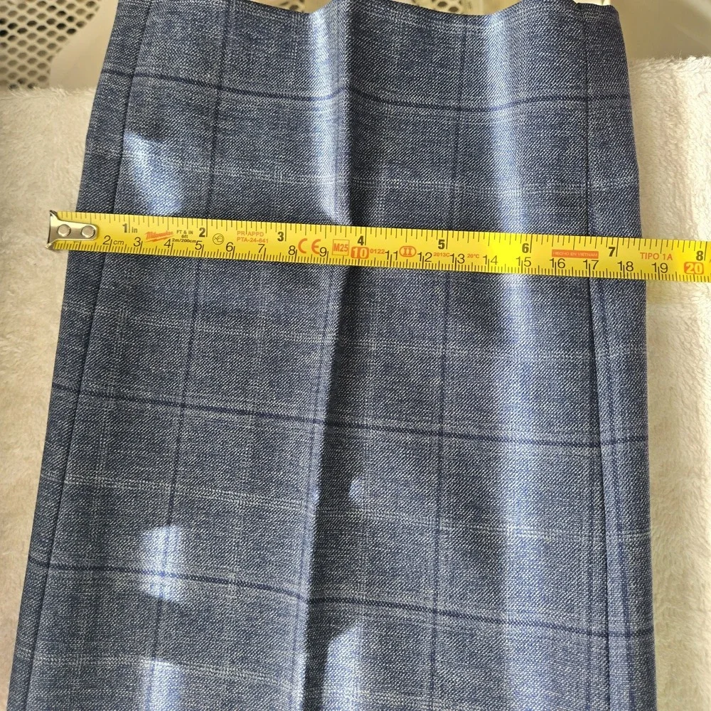 Banana Republic Tailored Fit Dress‎ Pants Mens 35x30 Blue Plaid Windowpane...